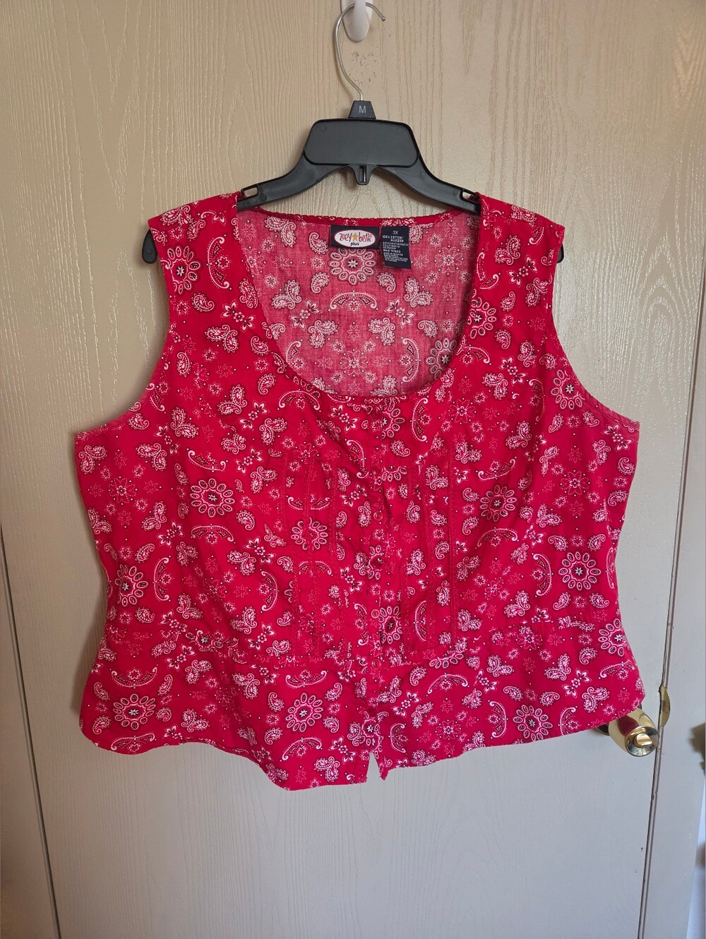 Zoey Beth Vintage Y2K Red Paisley Printed Tank Top Womens Plus Size 3XL